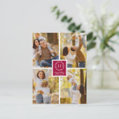 4 Fotos Collage Monogram Happy Holidays Weihnachte Postkarte (Stehend Vorderseite)