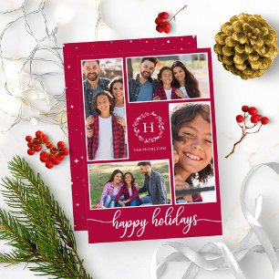 4 Fotos Collage Monogramm Frohe Weihnachten Einladung