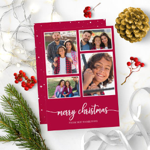 4 Fotos Collage Monogramm Frohe Weihnachten Ferien Einladung