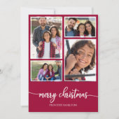 4 Fotos Collage Niedlich Script Frohe Weihnachten Einladung (Vorderseite)