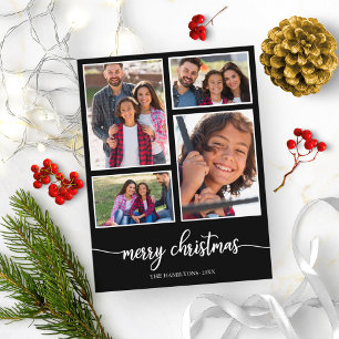 4 Fotos Collage Niedliche Schrift Frohe Weihnachte Postkarte