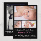 4 Fotos Collage Vertikal - Geburtsankündigung Ankündigung (Vorne/Hinten)