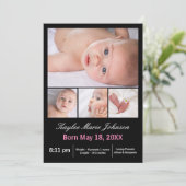 4 Fotos Collage Vertikal - Geburtsankündigung Ankündigung (Stehend Vorderseite)