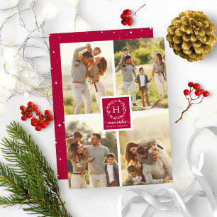 4 Fotos Collage Warme Wünsche Weihnachten Monogram Einladung