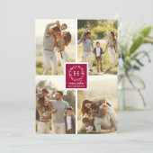 4 Fotos Collage Warmes wünscht Weihnachts Monogram Einladung (Stehend Vorderseite)