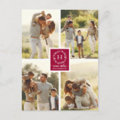 4 Fotos Collage Warmes wünscht Weihnachts Monogram Postkarte (Vorderseite)