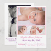 4 Fotos Collage White/Pink - Geburtsankündigung Ankündigung (Vorne/Hinten)