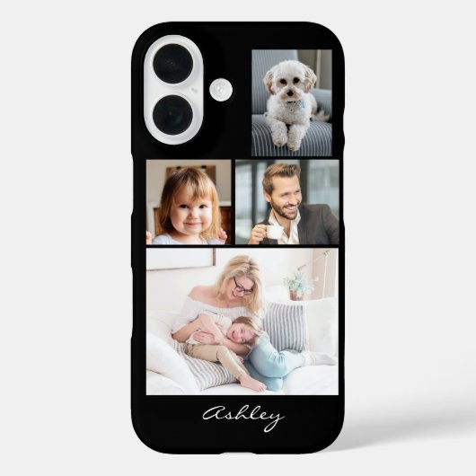 4 Fotos der Familie oder der Freunde, Name des Skr Case-Mate iPhone Hülle (Rückseite)