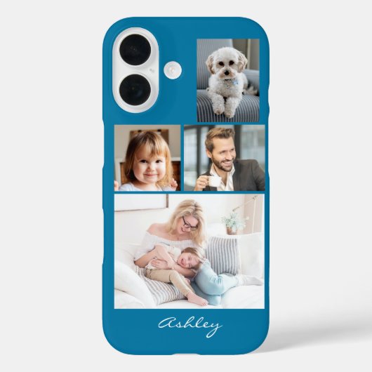 4 Fotos der Familie oder der Freunde, Name des Skr Case-Mate iPhone Hülle (Rückseite)