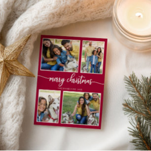 4 Fotos Einfache Collage Feiertag Frohe Weihnachte Postkarte