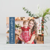 4 Fotos Frohe Weihnachtsblauer Weihnachtskarte Feiertagskarte (Stehend Vorderseite)