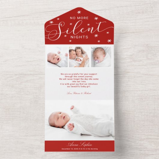 4 Fotos Geburtshinkundigung nicht mehr still All In One Einladung (Innen Boden)