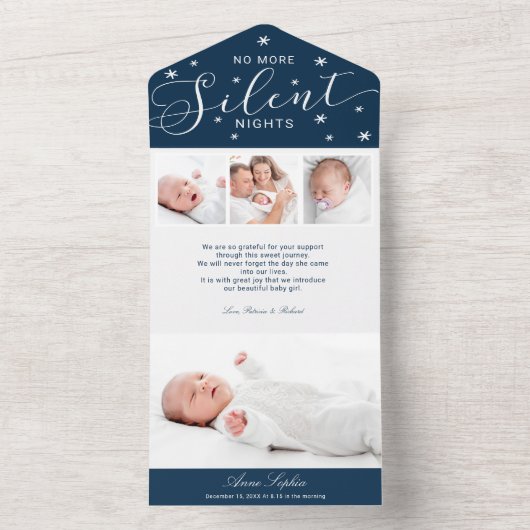 4 Fotos Geburtshinkundigung nicht mehr still All In One Einladung (Innen Boden)