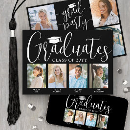 4 Fotos Gemeinsame Graduierungspartei Schwarz-weiß Einladung