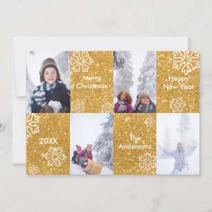4 Fotos Gold Glitzer Hintergrund - Weihnachtskarte Einladung