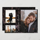 4 Fotos Grid Gold Shinting Glitzer Script Wedding Einladung (Vorne/Hinten)