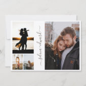 4 Fotos Grid Metallic Silver Script Wedding Einladung (Vorderseite)