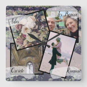 4 Fotos HoneyMoon Steampunk Quadratische Wanduhr