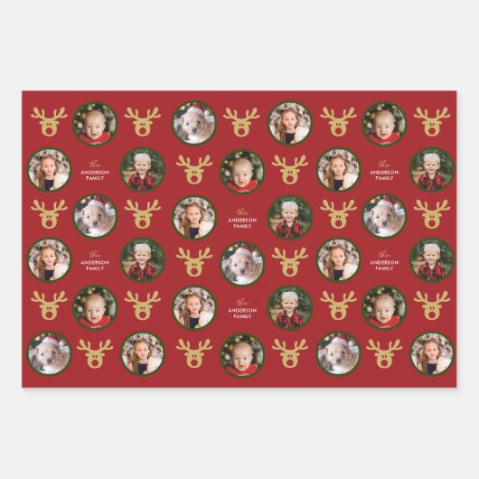 4 Fotos Niedlich Reindeer Weihnachten Geschenkpapier Set (Vorderseite 2)
