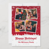 4 FOTOS | Niedliche Weihnachtsbäume und -schnee Einladung (Vorderseite)