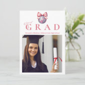 4 Fotos Pink Bow Disco Ball Graduation Party Einladung (Stehend Vorderseite)