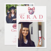 4 Fotos Pink Bow Disco Ball Graduation Party Einladung (Vorne/Hinten)