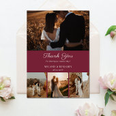 4 Fotos Rose Rosa Romantische Blume Danke Karte