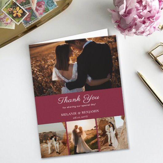 4 Fotos Rose Rosa Romantische Blume Danke Karte