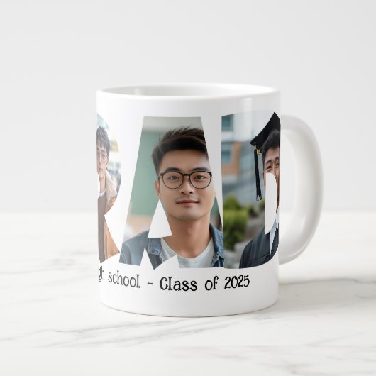 4 Fotos sammeln GRAD-benutzerdefinierte Fotos Jumbo-Tasse (Vorderseite Rechts)