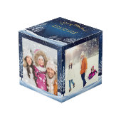 4 Fotos Schneeszene Blue Night Sky Frohe Weihnacht Würfel (Vorderseite Schrägansicht)