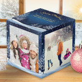 4 Fotos Schneeszene Blue Night Sky Frohe Weihnacht Würfel