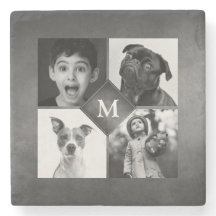 4 Fotos Schwarz-weiß Chalkboard Monogramm