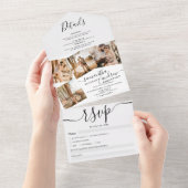 4 Fotos Schwarz-weiße Hochzeit All In One Einladung (Abreißen)