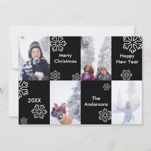 4 Fotos Schwarzer Hintergrund Schnee - Weihnachtsk Einladung