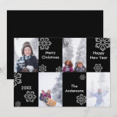 4 Fotos Schwarzer Hintergrund Schnee - Weihnachtsk Einladung (Vorne/Hinten)