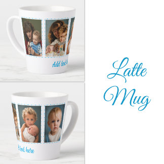 4 Fotos Text hinzufügen weiß blau Milchtasse