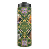 4 Fotos + Text Olivenöl und Lavendel Azulejos  Thermosbecher (Vorderseite)