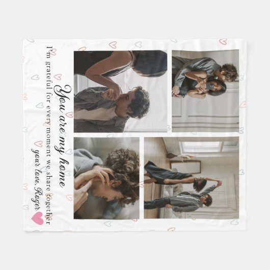 4 Fotos Valentinstag Fleecedecke (Vorderseite (Horizontal))