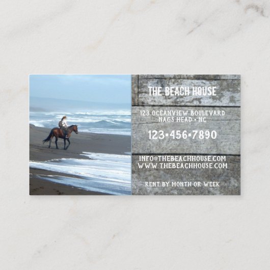 4 Fotos Vermietung von Wood Beach Portfolio Visitenkarte (Rückseite)