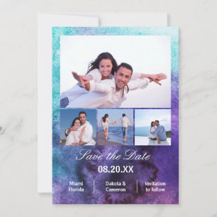 4 Fotos vertikal - Malerei Save-the-Date-Karte Save The Date