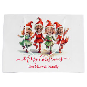 4 Fotos Weihnachtselfen Große Geschenktüte