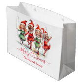 4 Fotos Weihnachtselfen Große Geschenktüte (Rückseite Schrägansicht)