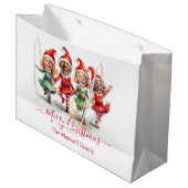 4 Fotos Weihnachtselfen Große Geschenktüte (Vorderseite Schrägansicht)