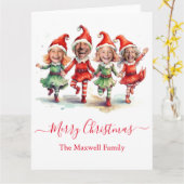 4 Fotos Weihnachtselfen Karte (Gelbe Blume)