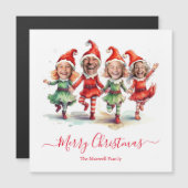 4 Fotos Weihnachtselfen Magnetkarte (Vorne/Hinten)