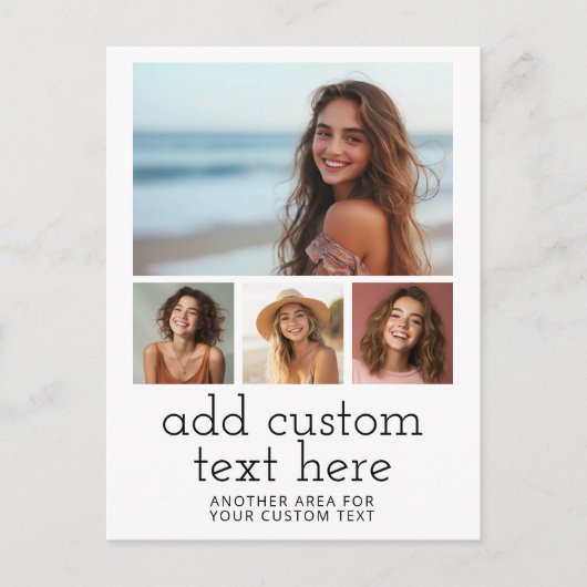 4 Fotovorlage mit 2 Zeilen Text Postkarte (Vorderseite)