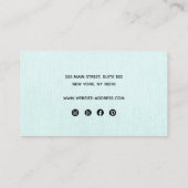 4 Four Hole Earring Aqua Blue Linen Script Visitenkarte (Rückseite)