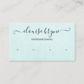 4 Four Hole Earring Aqua Blue Linen Script Visitenkarte (Vorderseite)