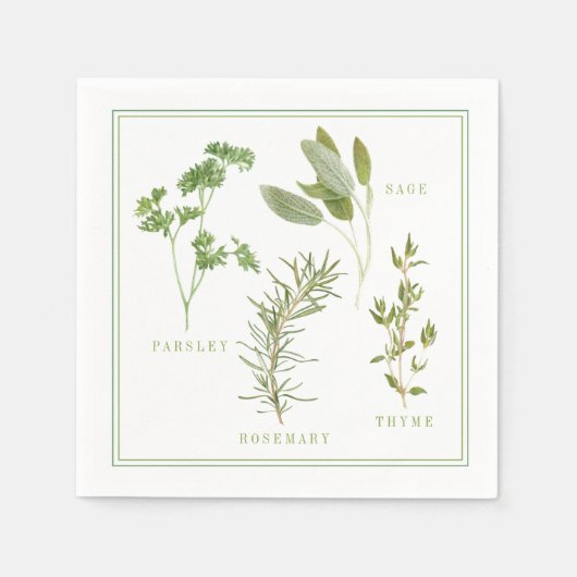 4 FRESH HERBS Standard Cocktail Paper Napkins Serviette (Vorderseite)
