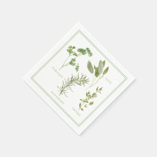 4 FRESH HERBS Standard Cocktail Paper Napkins Serviette (Ecke)